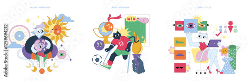 12 Archetypes. Flat Vector Illustration