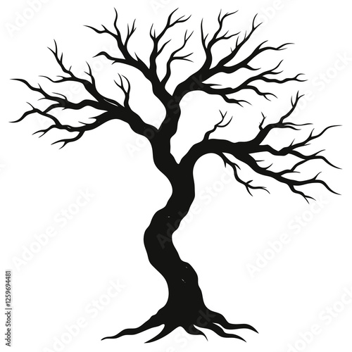 vector of a crooked tree with twisted branches