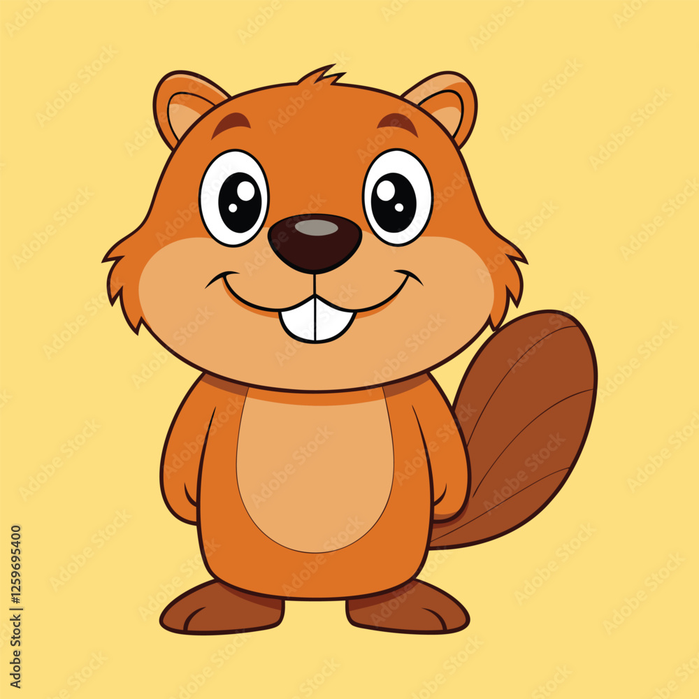Fototapeta premium Cute cartoon beaver cartoon vector illustration