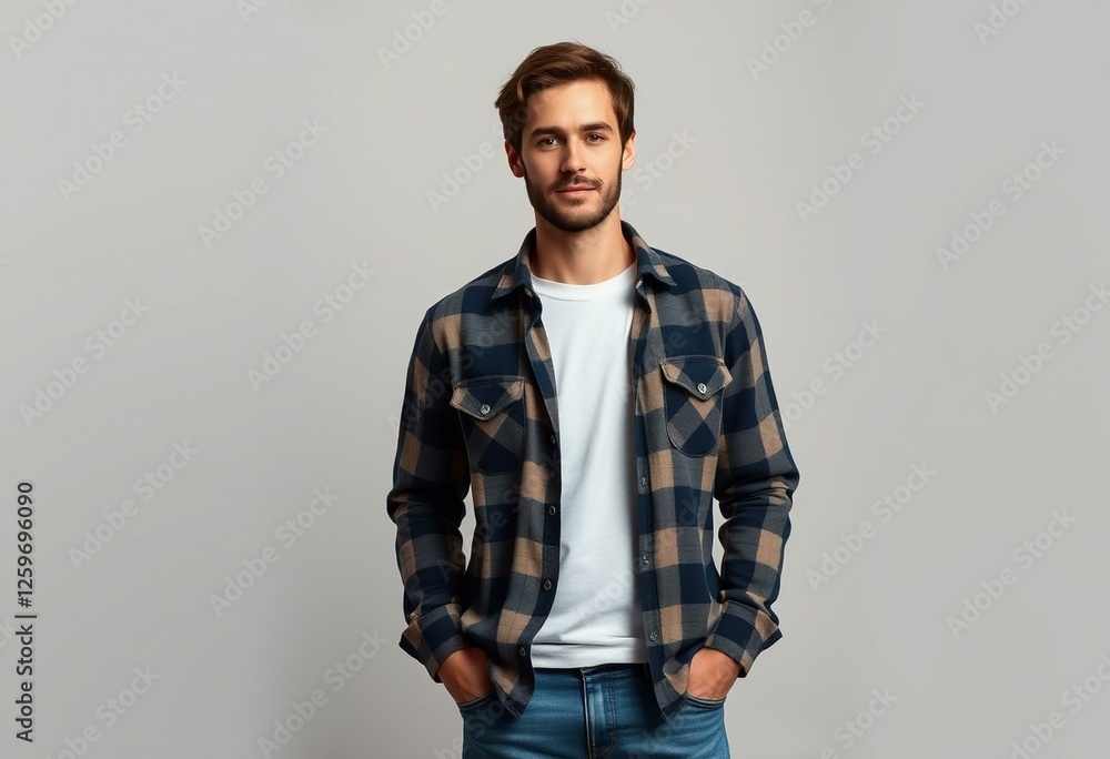 Obraz premium Casual male portrait with flannel shirt