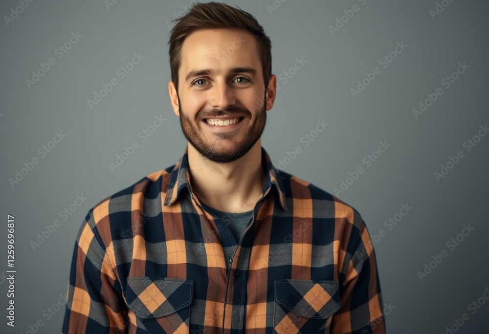Fototapeta premium Portrait of a male in a flannel shirt
