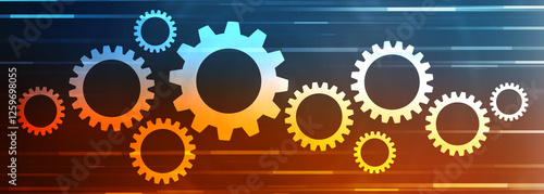 Process management, optimization operation, fix strategy industry, transmission gears wheel, software update status, Cog Gear Wheel on the technology abstract background
