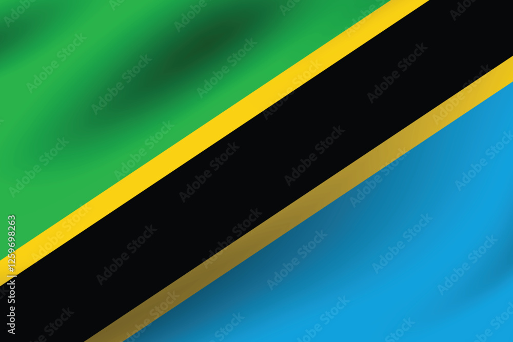 Flag of Tanzania. Tanzania flag official size and color standards digital vector illustration. Waving flag. Flag of Tanzania. Tanzania flag official size and color standards digital vector illustration. Waving flag.