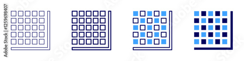 Grid capacity icon in 4 different styles. Thin Line, Line, Bold Line, Duotone. Duotone style. Editable stroke