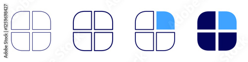 Grid communication icon in 4 different styles. Thin Line, Line, Bold Line, Duotone. Duotone style. Editable stroke
