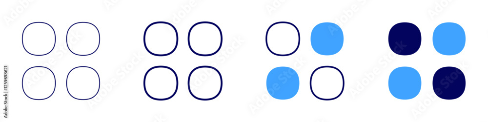 Grid distribution icon in 4 different styles. Thin Line, Line, Bold Line, Duotone. Duotone style. Editable stroke Grid distribution icon in 4 different styles. Thin Line, Line, Bold Line, Duotone. Duotone style. Editable stroke