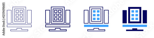 Grid energy storage icon in 4 different styles. Thin Line, Line, Bold Line, Duotone. Duotone style. Editable stroke