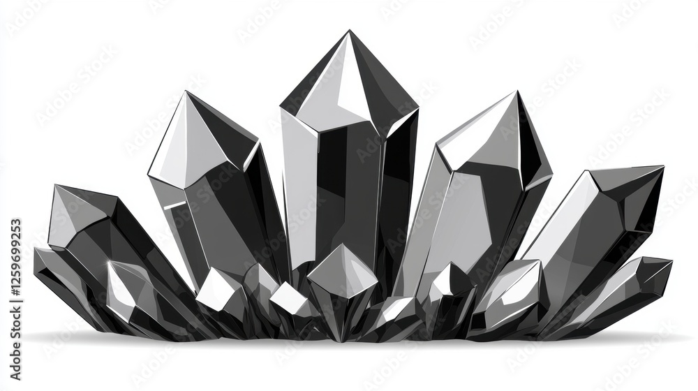 Black Crystals Forming Elegant Geometric Shapes in a Shimmering Natural Arrangement Black Crystals Forming Elegant Geometric Shapes in a Shimmering Natural Arrangement