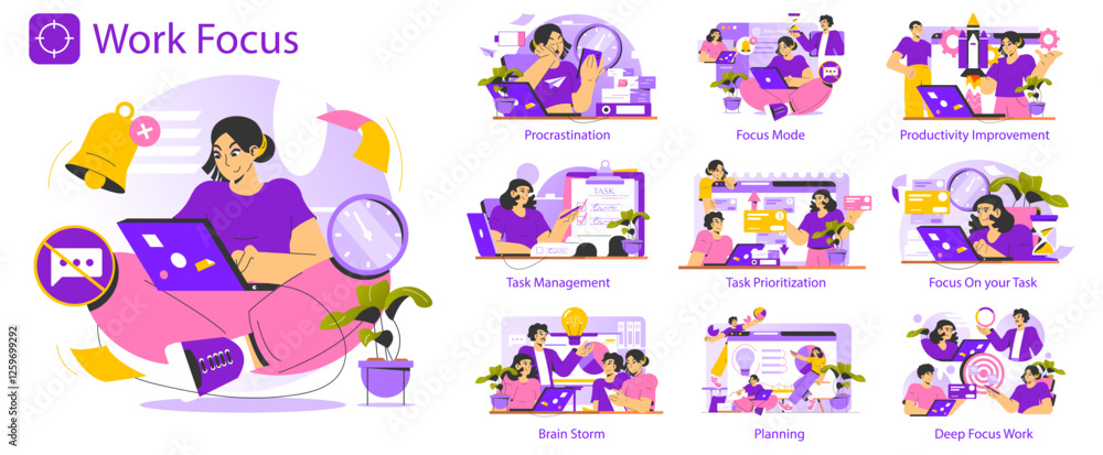 Work Focus. Flat Vector Illustration Work Focus. Flat Vector Illustration