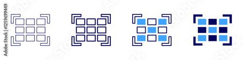Grid network icon in 4 different styles. Thin Line, Line, Bold Line, Duotone. Duotone style. Editable stroke