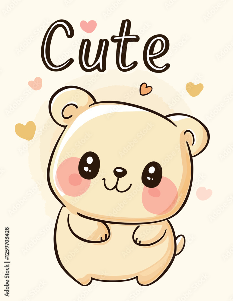 Teddy Bear Face Close-Up, Cartoon Illustration Teddy Bear Face Close-Up, Cartoon Illustration