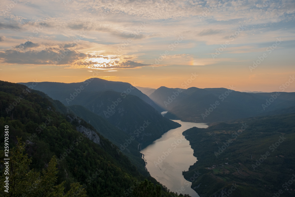 Obraz premium Sunset on Mount Tara, Serbia Banjska Stena