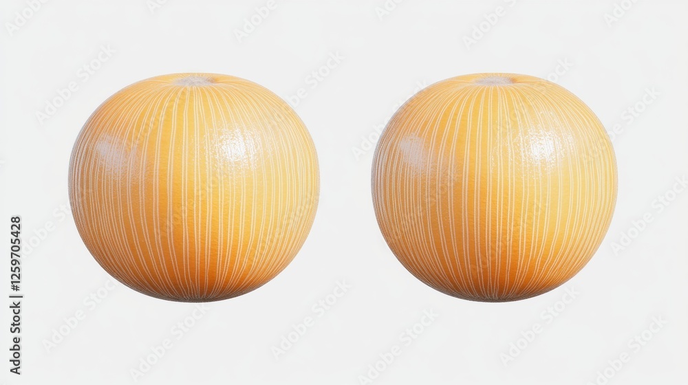 Two Geometric Spheres with Yellow Wood Texture on a Soft White Background Two Geometric Spheres with Yellow Wood Texture on a Soft White Background