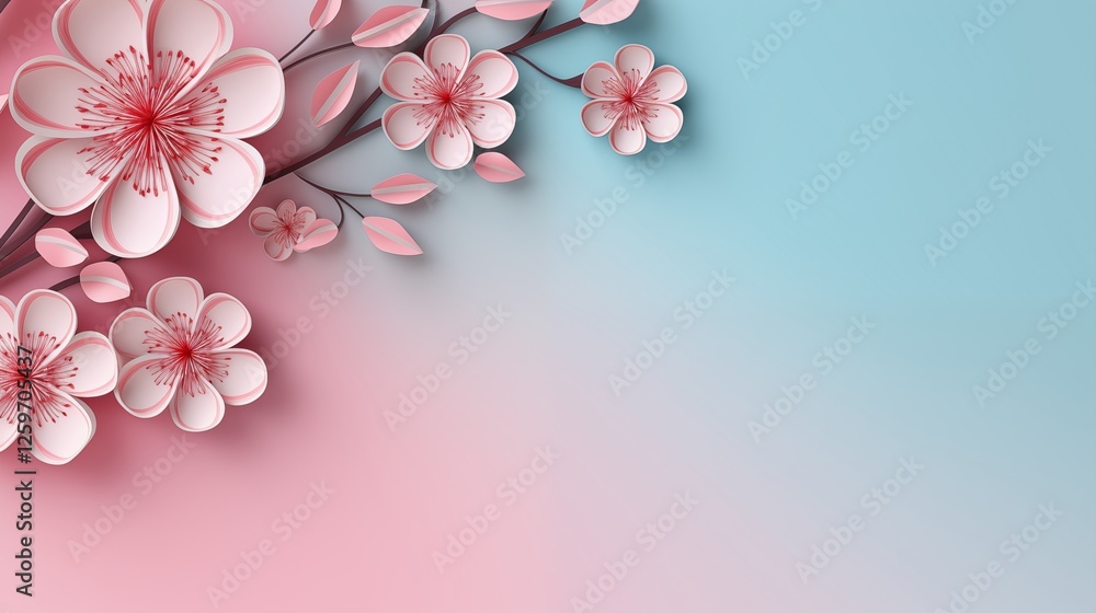 paper cut of power point background with pastel flowers , empty space in the center,generative ai illustration paper cut of power point background with pastel flowers , empty space in the center,generative ai illustration