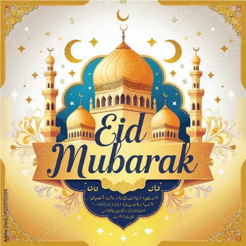 Elegant Eid Mubarak design for digital greetings.