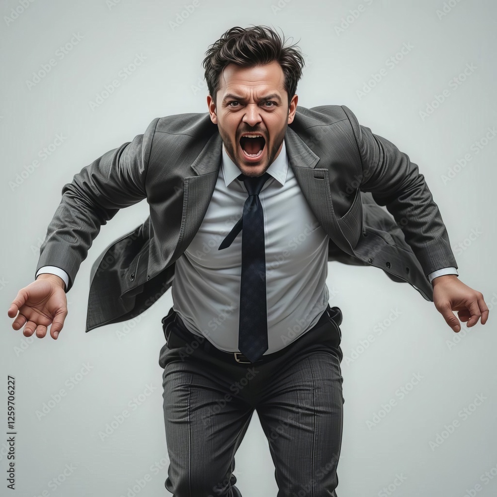 Angry businessman in suit yelling Angry businessman in suit yelling