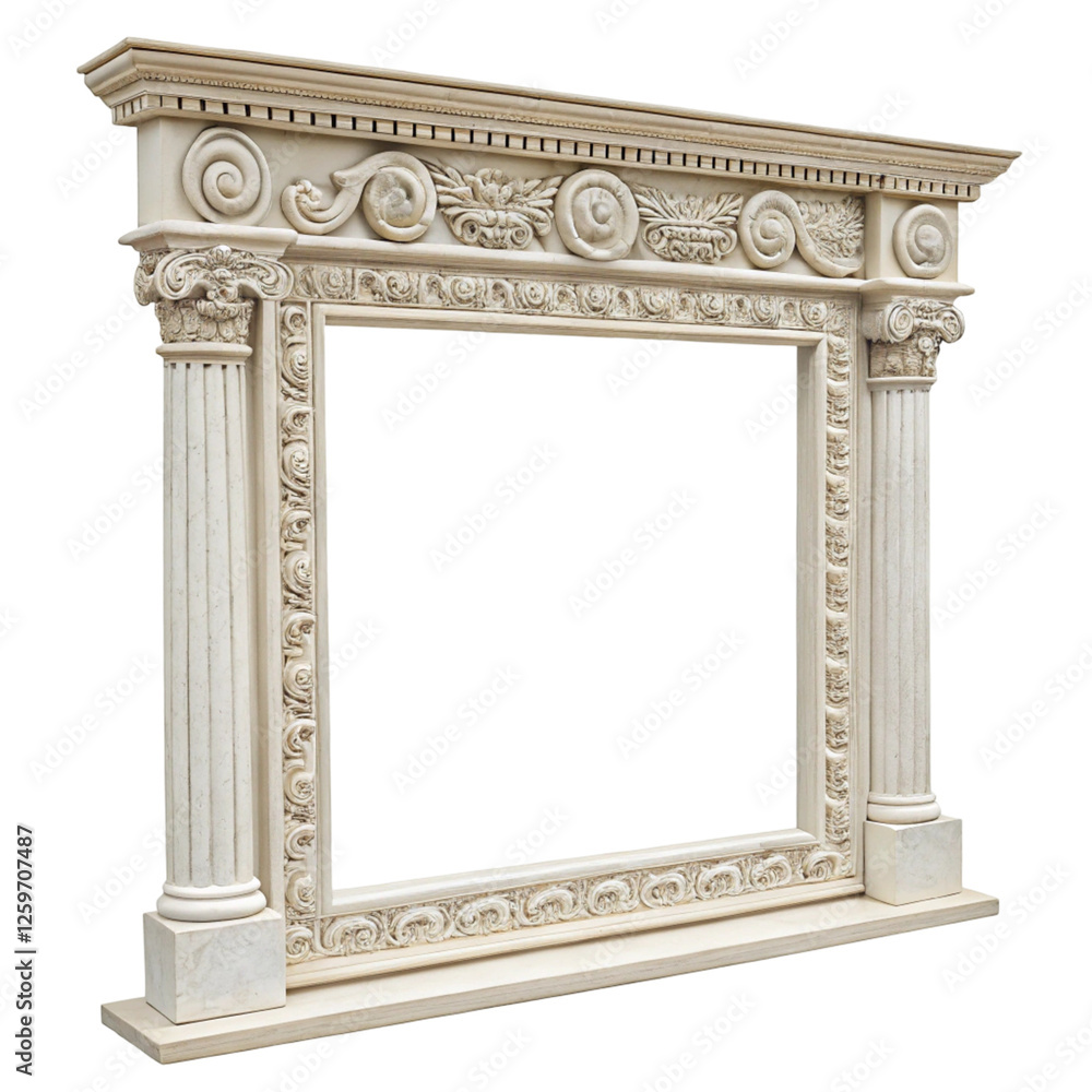 Fototapeta premium Greek Style Frame Border Detail isolated on transparent background 