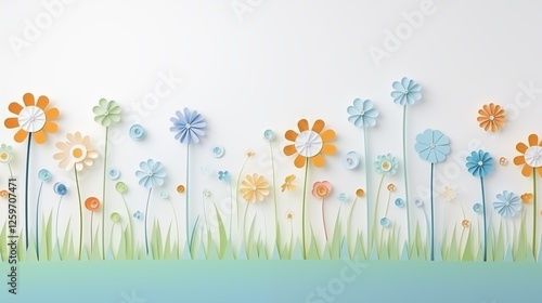 spring flowers background,pink tulips against blue sky,white flowers on white background,generative ai illustration