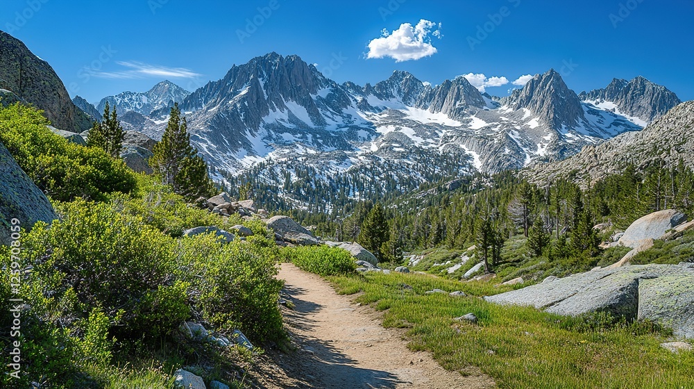 Naklejka premium Majestic Mountain Trail Scenic View Landscape