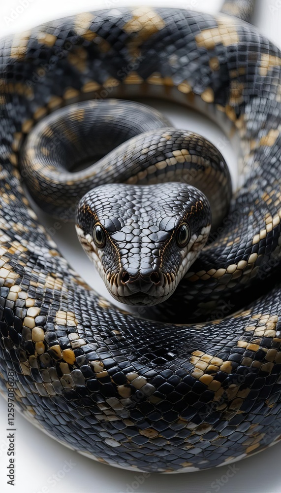 Close-up of a coiled snake with intricate scales Close-up of a coiled snake with intricate scales