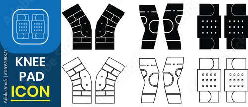 Protective knee pads vector icon. Protect knee pad safety, Skateboarding, bicycle, various activities, protection and support during physical activities. Vector Illustration