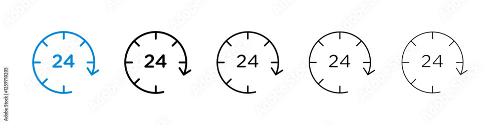 24 hrs icons in five different stroke sizes 24 hrs icons in five different stroke sizes