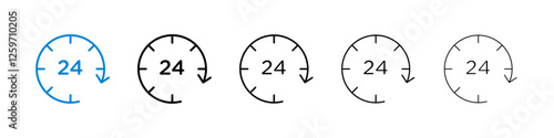 24 hrs icons in five different stroke sizes