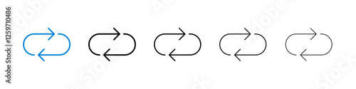 Arrows repeat icons in five different stroke sizes