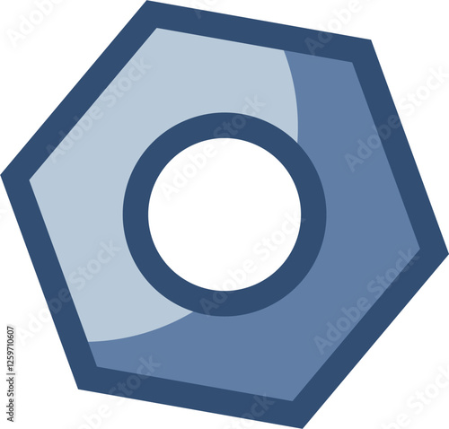 bolt nut vector icon, transparent background. replaceable blue color design