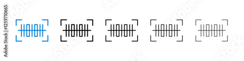 Barcode read icons in five different stroke sizes