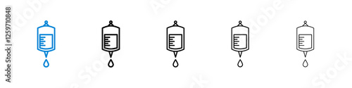 Blood transfusion icons in five different stroke sizes