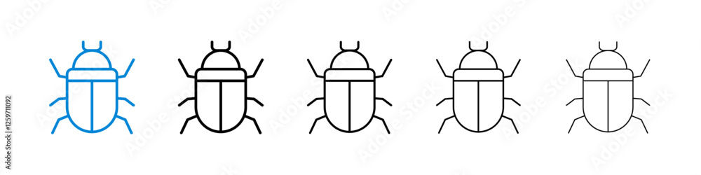 Bug icons in five different stroke sizes Bug icons in five different stroke sizes