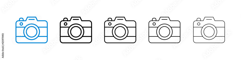 Camera icons in five different stroke sizes Camera icons in five different stroke sizes
