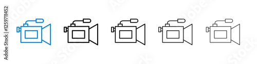 Camcorder icons in five different stroke sizes