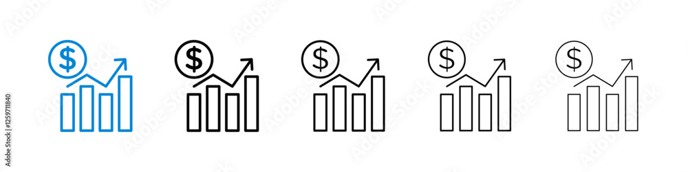 Chat arrow grow icons in five different stroke sizes Chat arrow grow icons in five different stroke sizes