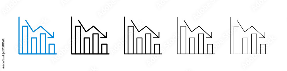 Chat arrow down icons in five different stroke sizes Chat arrow down icons in five different stroke sizes