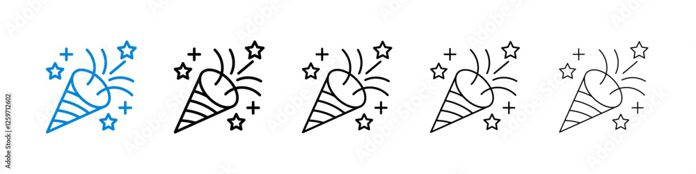 Confetti icons in five different stroke sizes Confetti icons in five different stroke sizes