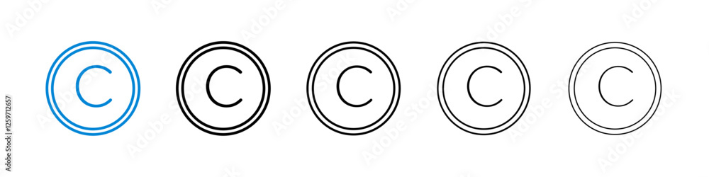 Copyright icons in five different stroke sizes Copyright icons in five different stroke sizes