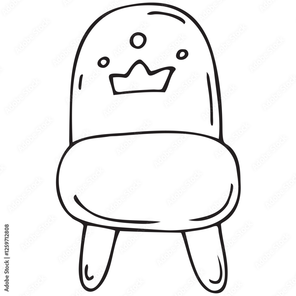 children s small chair for a child in a children s room, cute children s black and white vector coloring, line art, outline children s small chair for a child in a children s room, cute children s black and white vector coloring, line art, outline