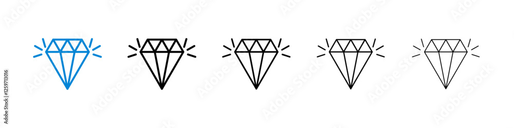 Diamond icons in five different stroke sizes