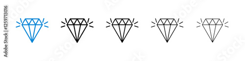 Diamond icons in five different stroke sizes
