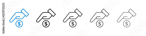 Donate icons in five different stroke sizes