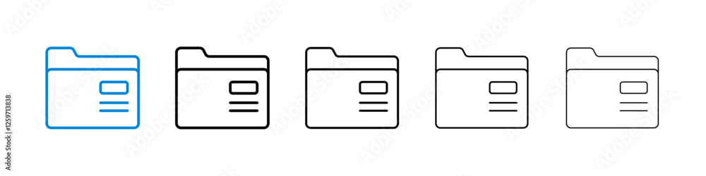 Folder icons in five different stroke sizes Folder icons in five different stroke sizes