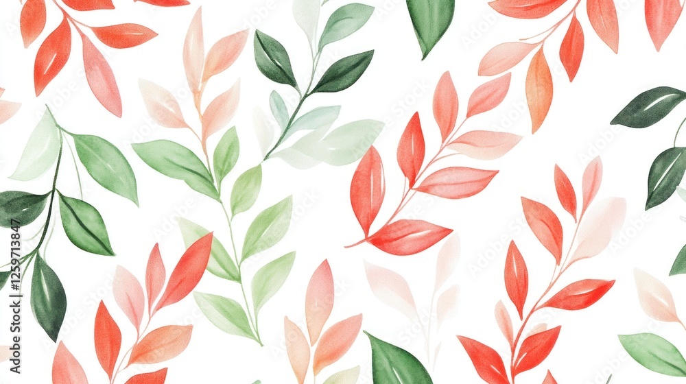 A vibrant pattern of leaves in various colors on a white background. A vibrant pattern of leaves in various colors on a white background.