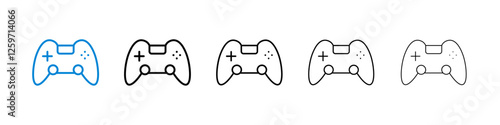 Gamepad icons in five different stroke sizes