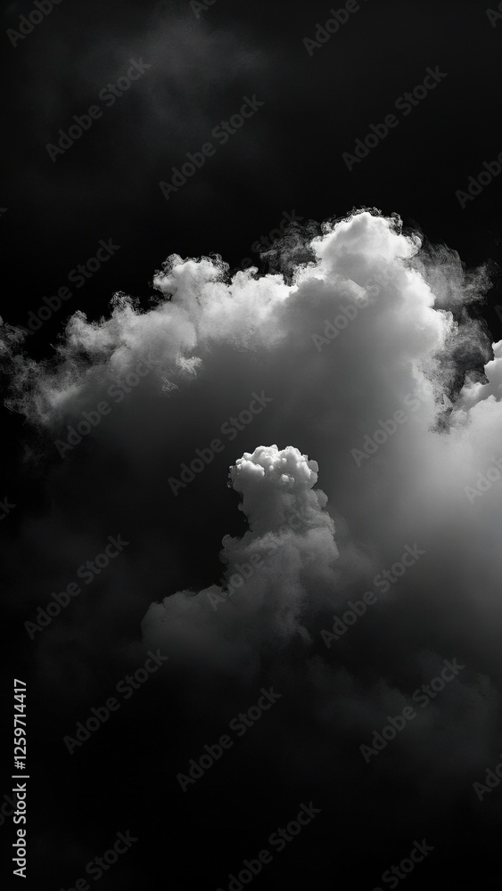 Naklejka premium Thick fog rolling across a deep black background, with soft, billowing clouds of smoke 11