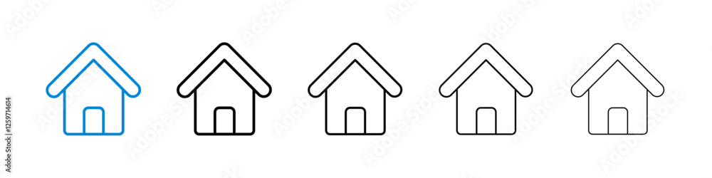 Home icons in five different stroke sizes Home icons in five different stroke sizes