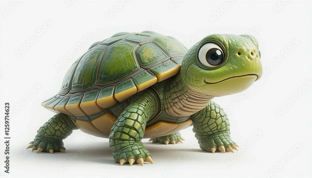 Fototapeta premium Cartoon Turtle Portrait Closeup View