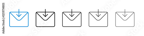Inbox icons in five different stroke sizes