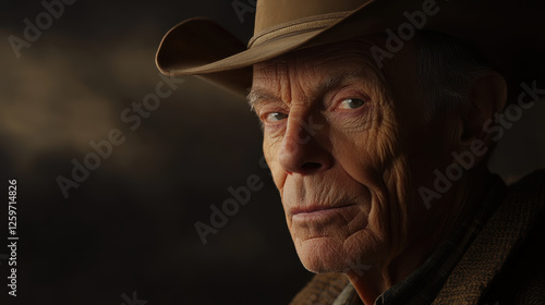 Cinematic Portrait of a 70-Year-Old Man in Hat and Serious Expression